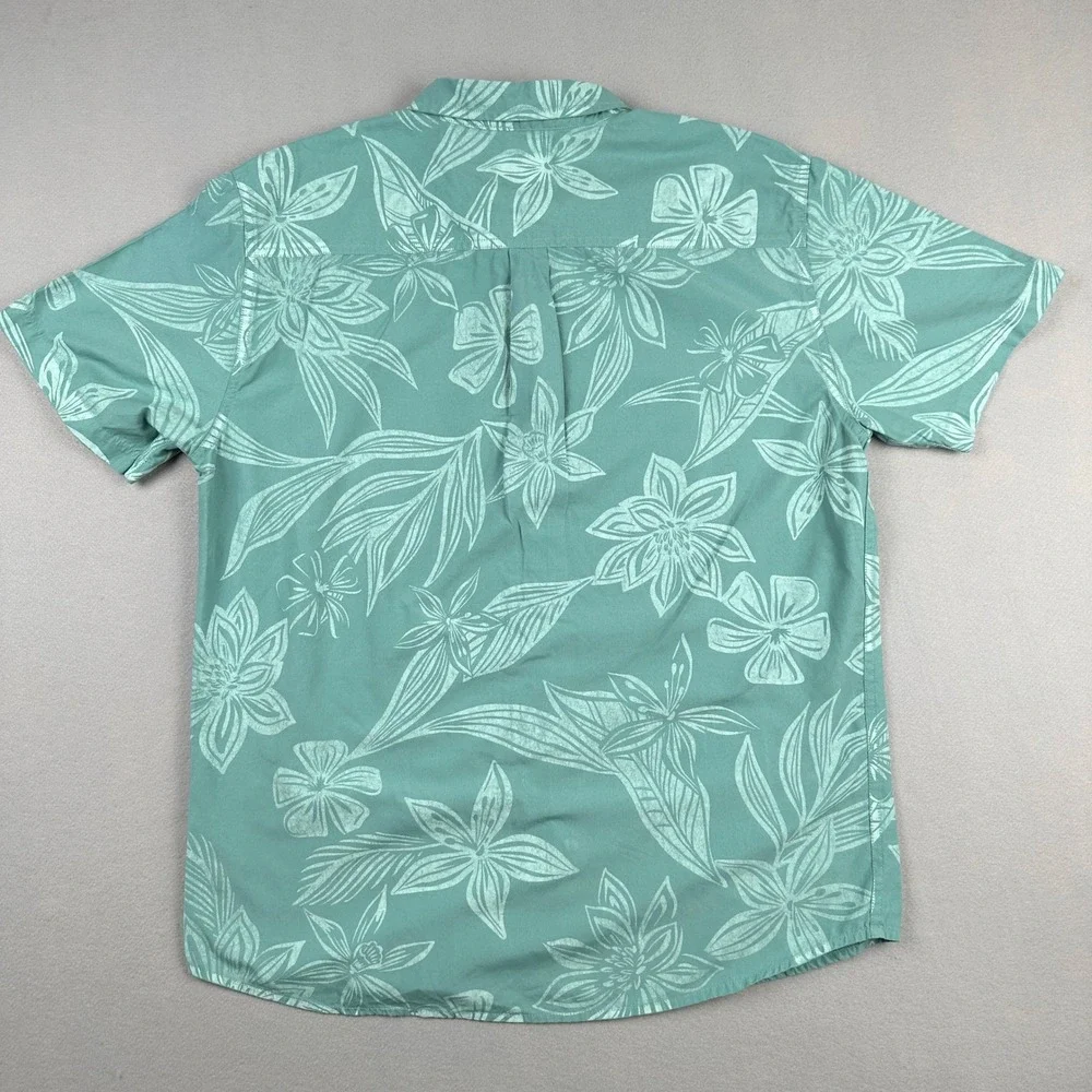 O'Neill Floral Tropical Hibiscus Button Down Shirt Mens XL Teal Green SU4104106X